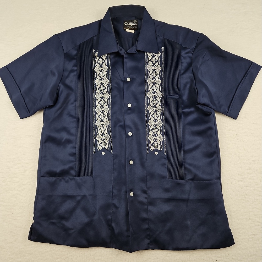 Authenic Mens Sz 42 Guayabera Yucateca Copacabana S/S Dress Shirt Made In Mexico